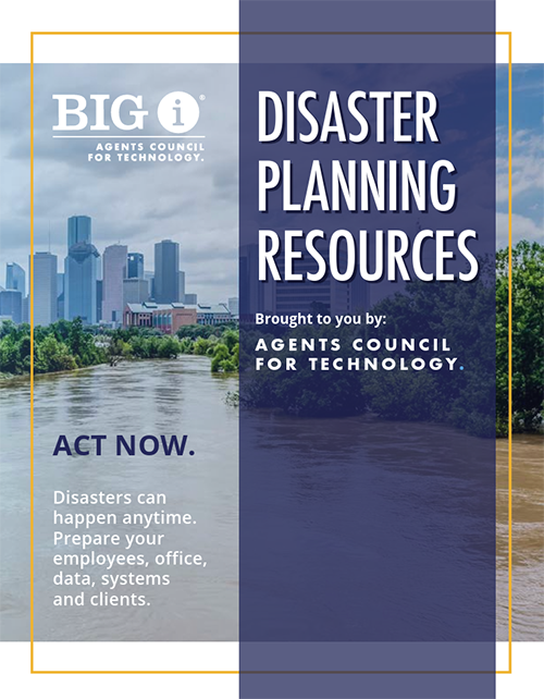 ACT Disaster Planning Cover features the point of view of floating on the river with a large cityscape in the background